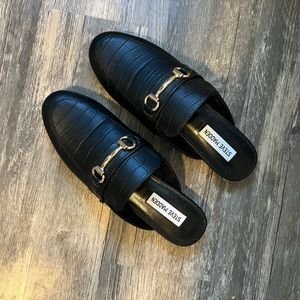 Steve Madden Black Crocodile Loafers